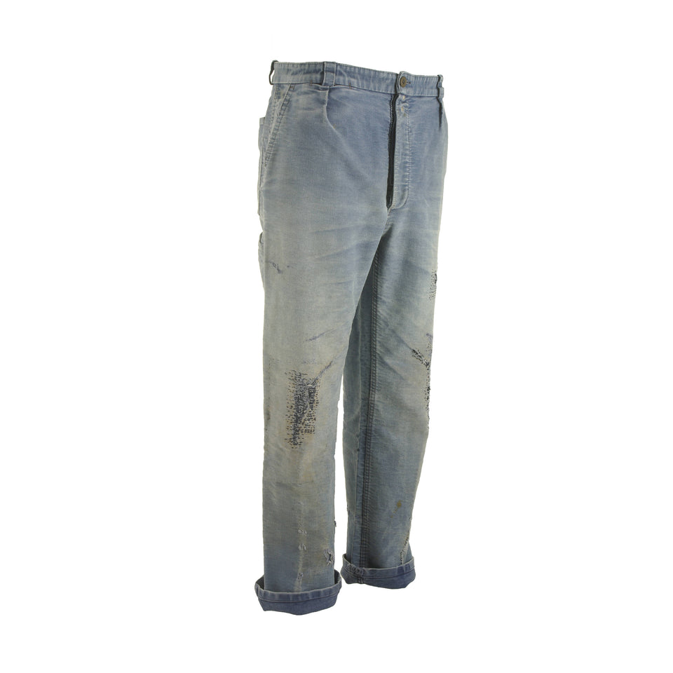 Dumont D'urville French Worker Pants Blue Moleskin 4