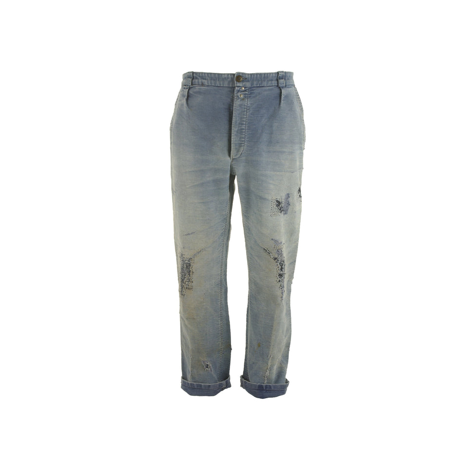 Dumont D'urville French Worker Pants Blue Moleskin 1