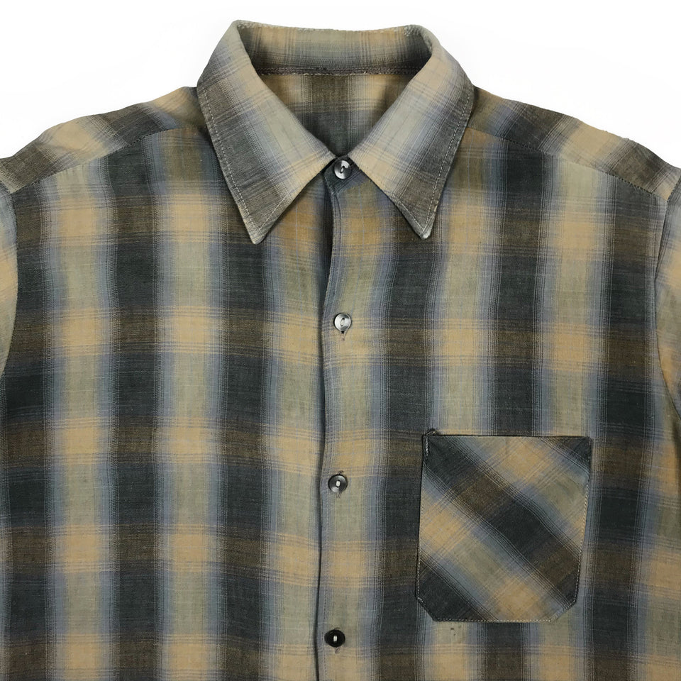 Mended Checkered Short Sleeves Worker Shirt 2